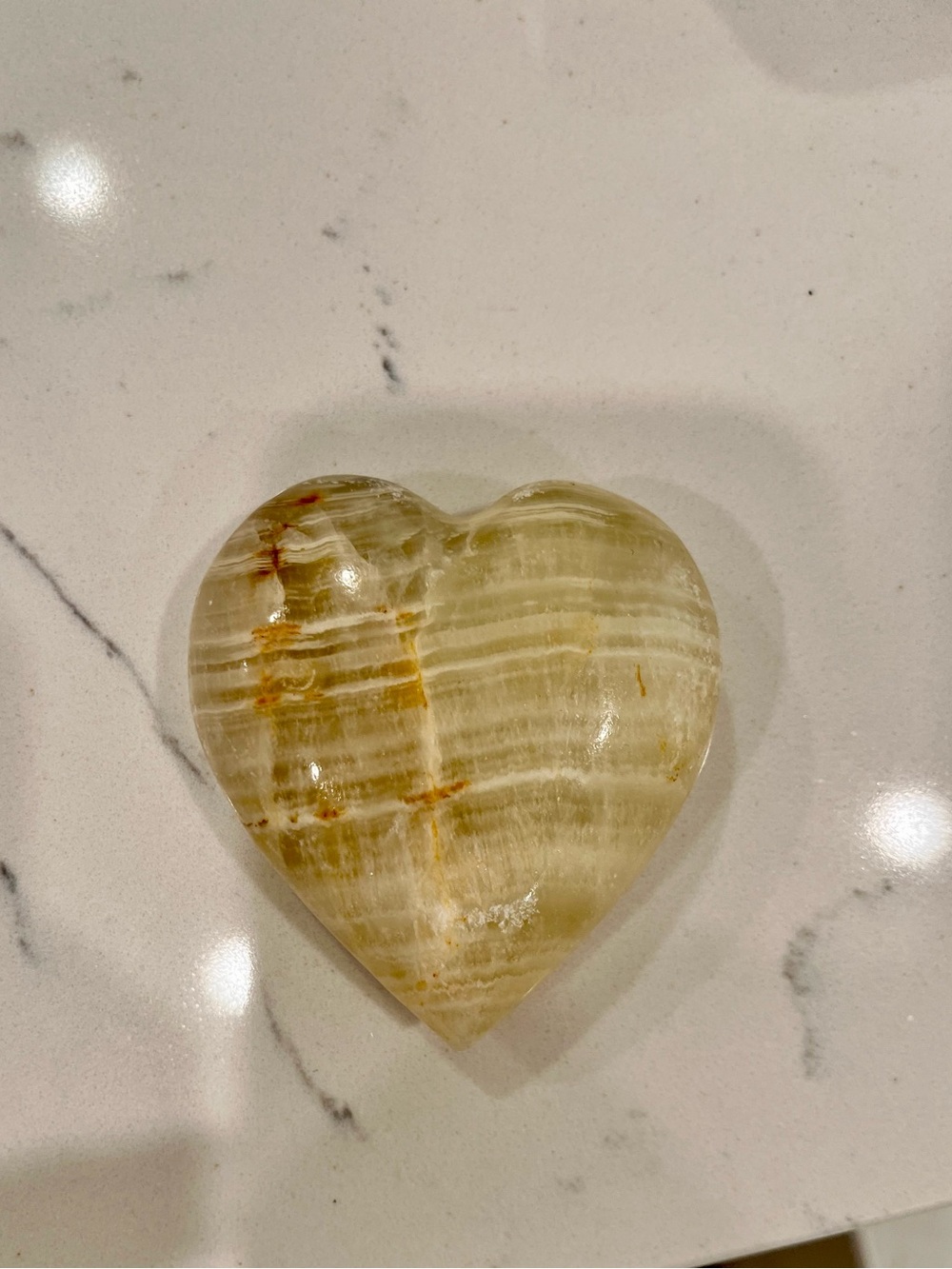 Polished Heart Stone - Cream & Light Brown Striations
